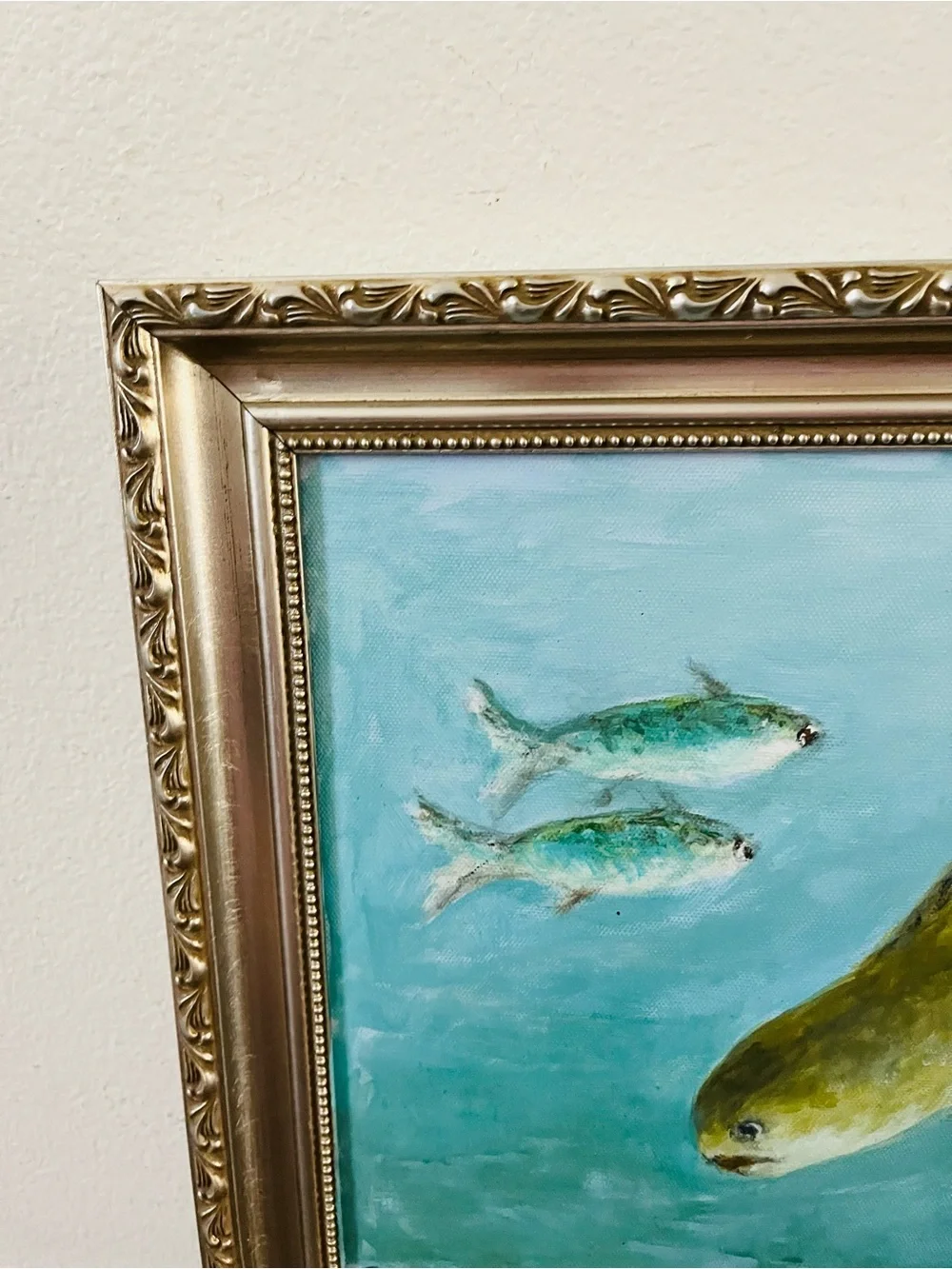Hand-Painted Fish Aquarium Art Print - Green 17/21 inches